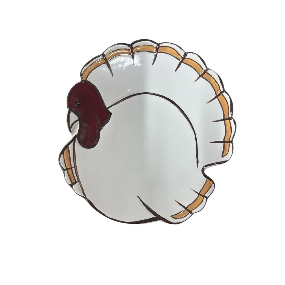 Pottery Barn Gobble Turkey Salad Dessert‎ Plates 4 PC Thanksgiving Fall Harvest